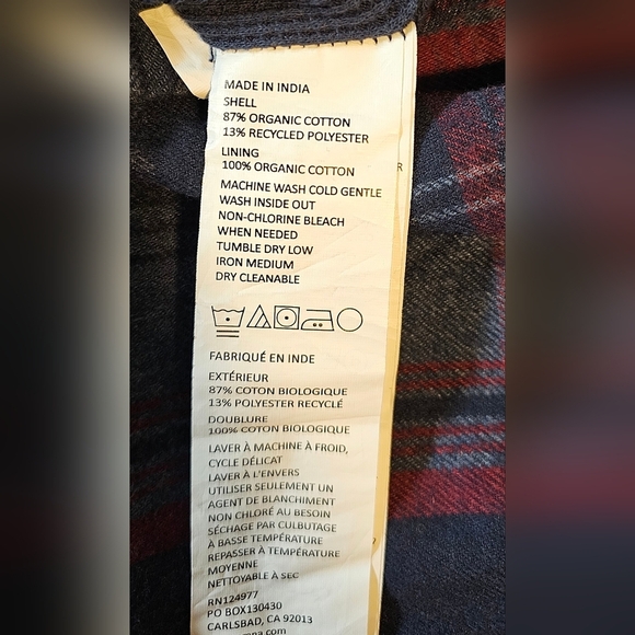 Prana Glover Park Men's Lined Flannel Shirt Jacket Plaid, Dark Sky, SMALL - Picture 9 of 13